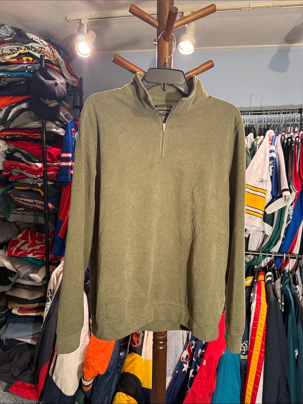 Kenneth Cole Olive Green Quarter Zip Sweater